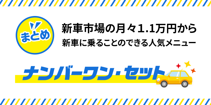 新車市場の月々1.1万円から新車に乗ることができる人気メニュー ナンバーワン・セット